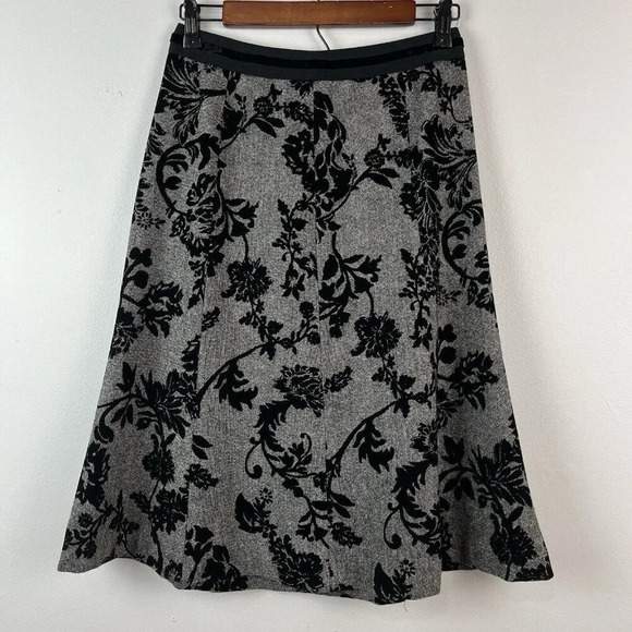 Ann Taylor Dresses & Skirts - Ann Taylor Skirt Womens 8 Wool Blend Velvet Burnout A Line Classic Professional